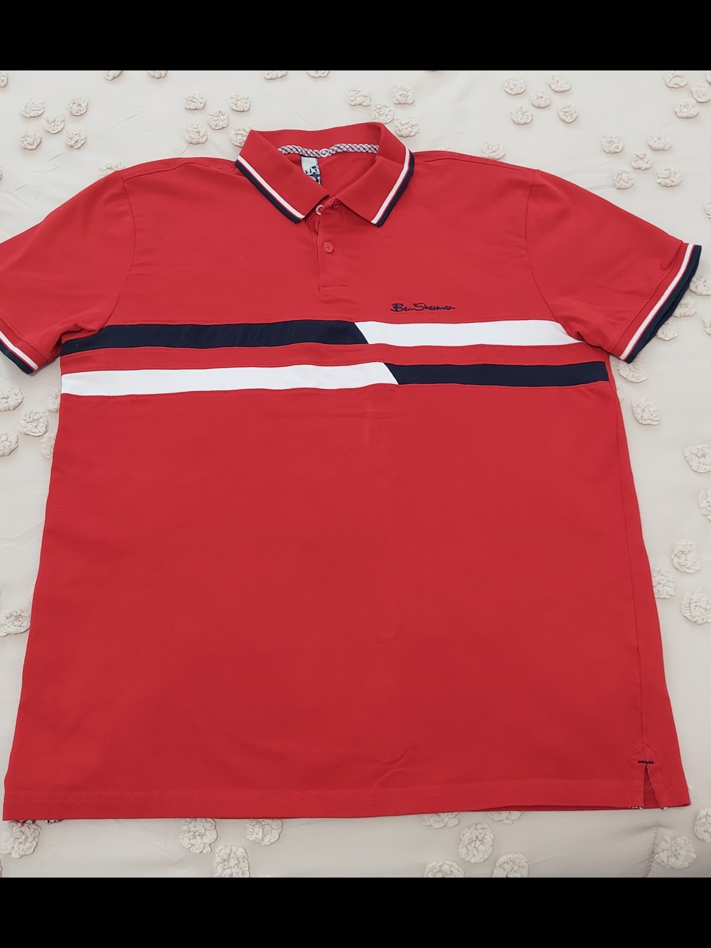 Red Striped Polo Shirt by Ben Sherman